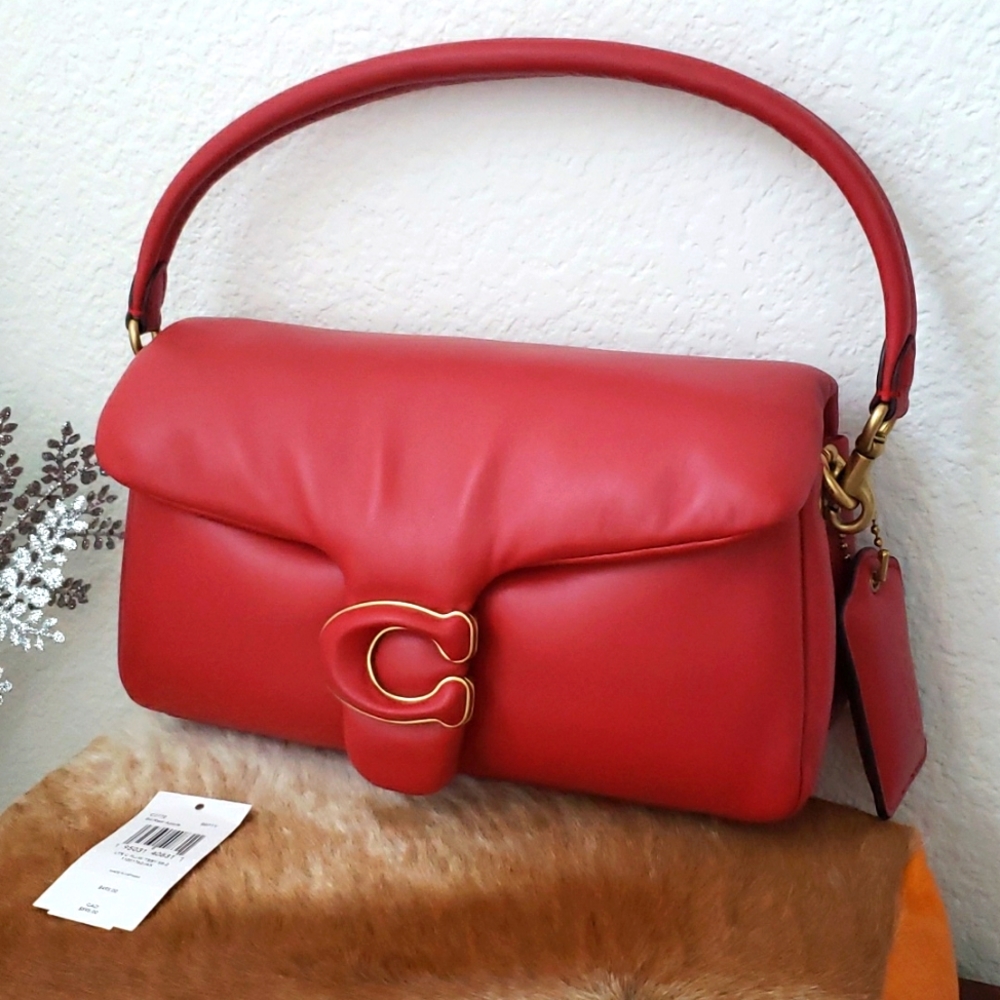 COACH Leather Covered C Closure Puffy Tabby Shoulder Bag 26 🍎🍎🍎